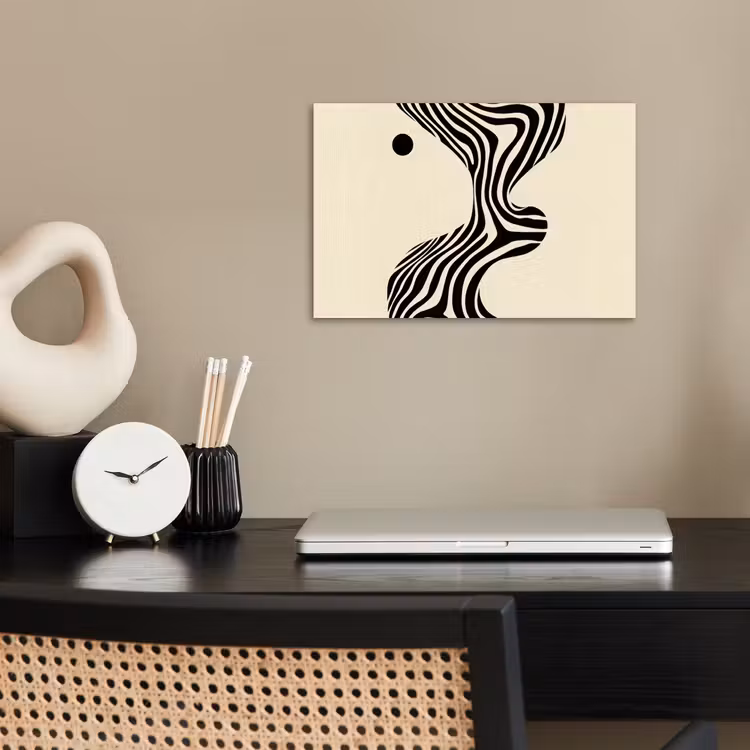 Beige - Lijnen - Golvend - Abstract poster papier klein -sfeer1