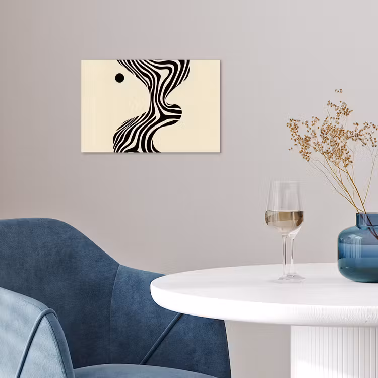 Beige - Lijnen - Golvend - Abstract poster papier klein -sfeer3