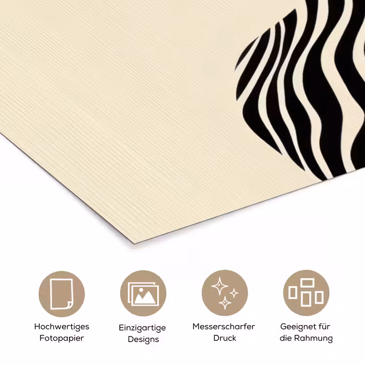 Beige - Lijnen - Golvend - Abstract poster papier klein -tcloseup_DE