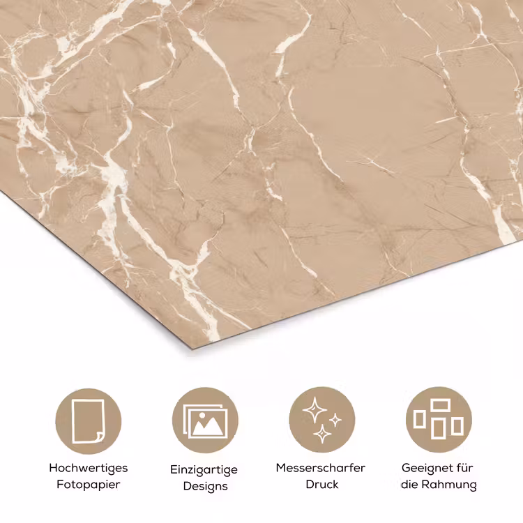 Beige - Marmer - Organisch - Wit poster papier klein 62 -tcloseup_DE