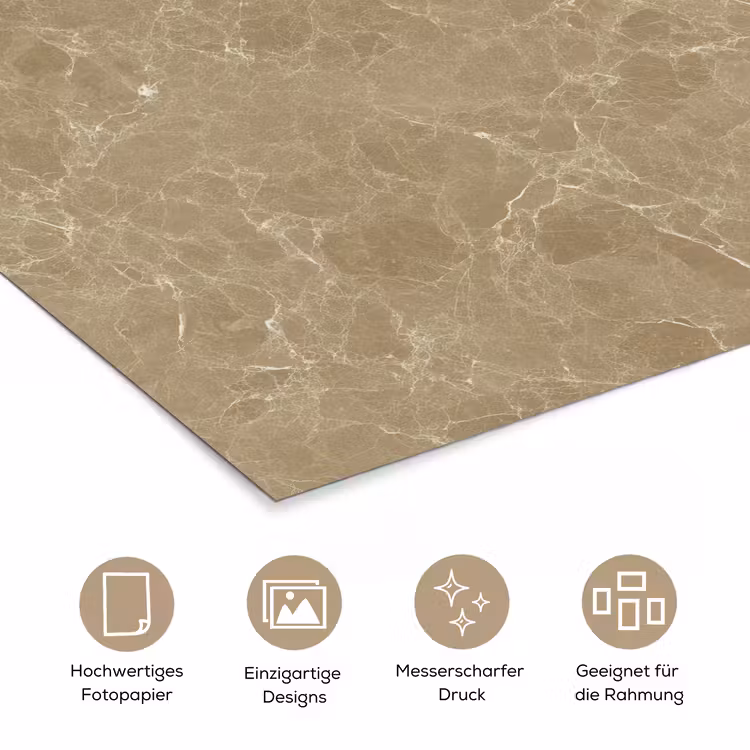 Beige - Marmer - Witte aders poster papier klein 62 -tcloseup_DE
