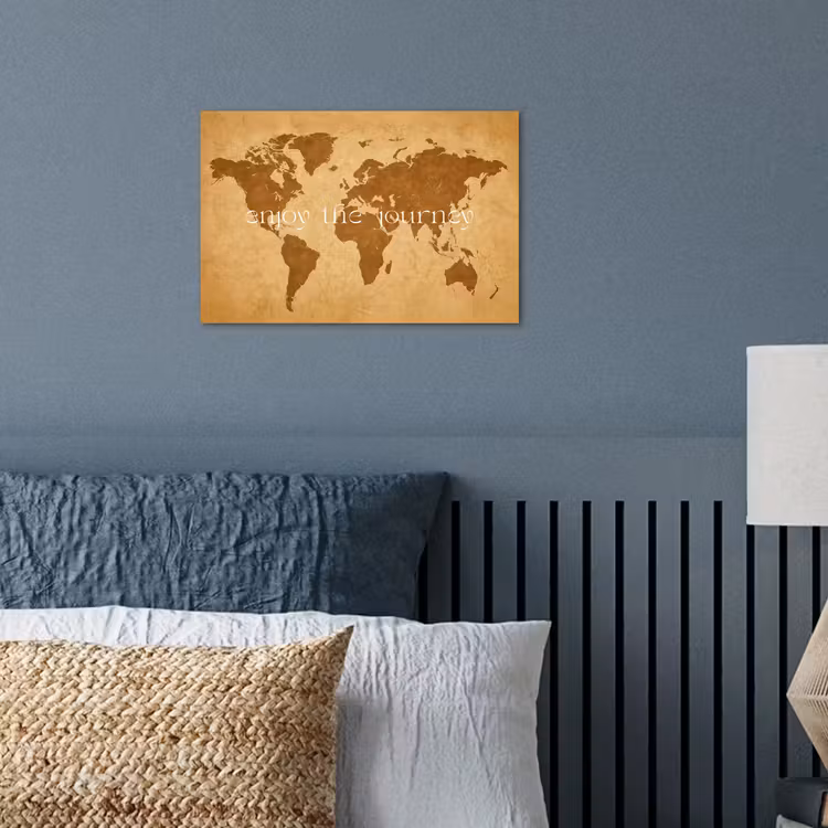 Beige - Papierstructuur - Wereldkaart poster papier klein -sfeer2