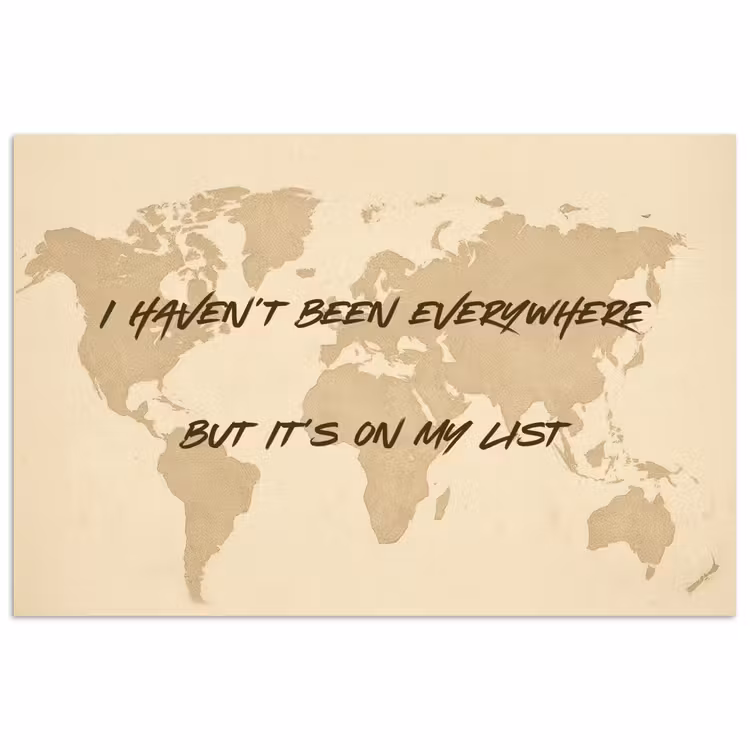 Beige - Wereldkaart - Quote - Handgeschreven poster papier klein -3d