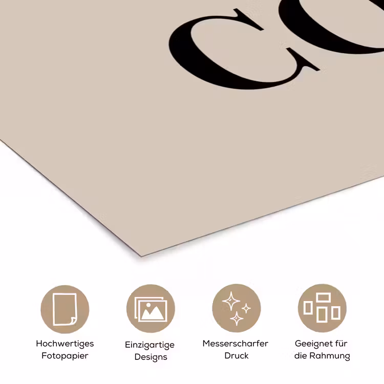 Beige - Winter - Quote - Cozy poster papier klein -tcloseup_DE