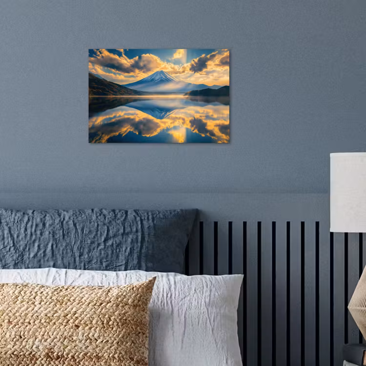 Berg - Rivier - Zonsondergang poster papier klein -sfeer2