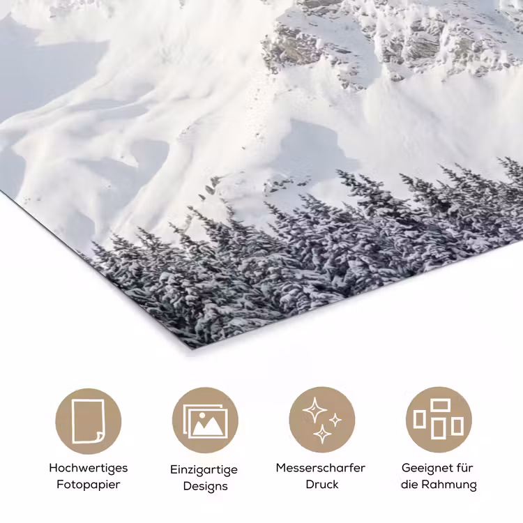 Berg - Sneeuw - Winter - Natuur - Wit poster papier klein -tcloseup_DE