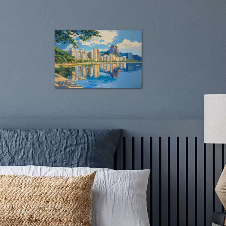 Berg - Skyline - Strand - Water poster papier klein -sfeer2