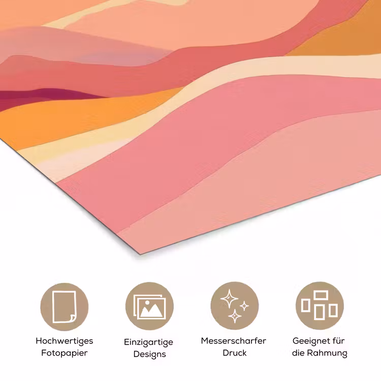 Bergen - Abstract - Zonnestralen - Roze poster papier klein -tcloseup_DE