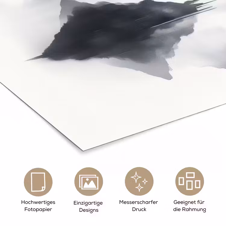 Bergen - Mistig - Water - Wit poster papier klein -tcloseup_DE
