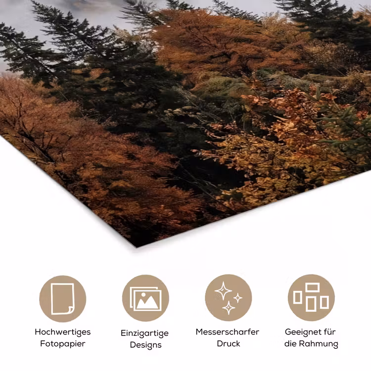Bergen - Vallei - Mist - Herfst - Natuur poster papier klein -tcloseup_DE