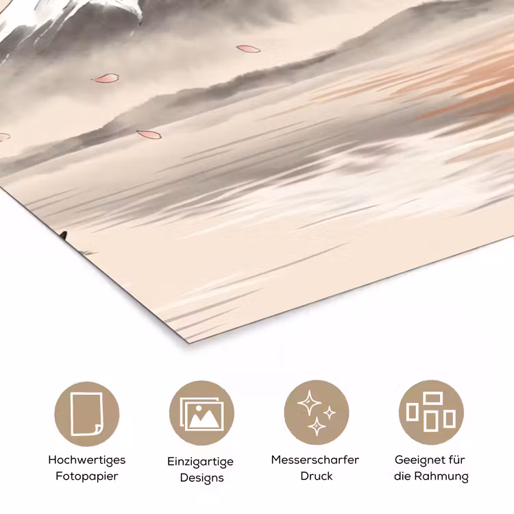 Bergtop - Meer - Bloesem poster papier klein -tcloseup_DE
