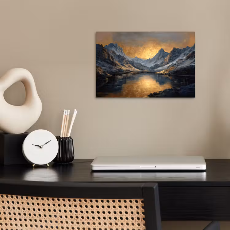 Berglandschap met Gouden Zonsondergang poster papier klein -sfeer1
