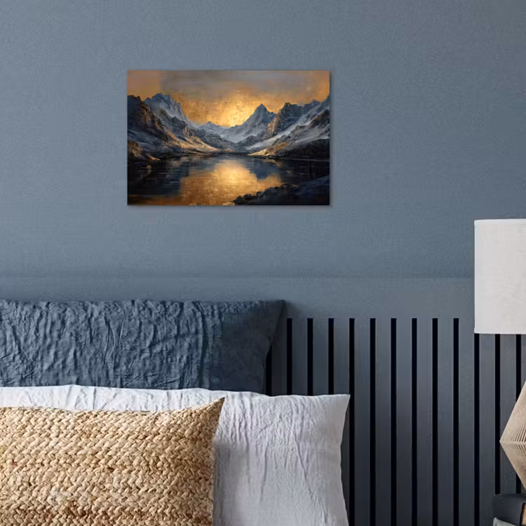 Berglandschap met Gouden Zonsondergang poster papier klein -sfeer2