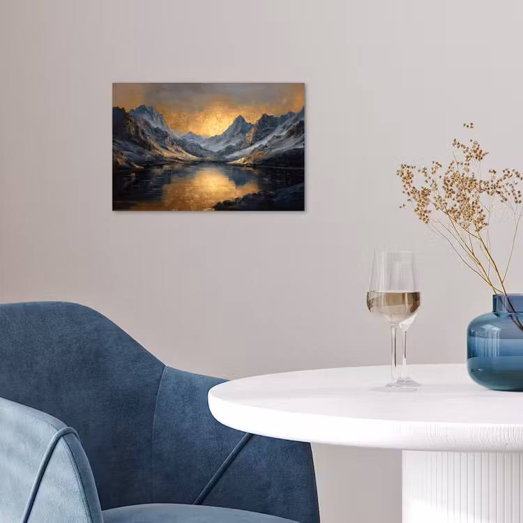 Berglandschap met Gouden Zonsondergang poster papier klein -sfeer3