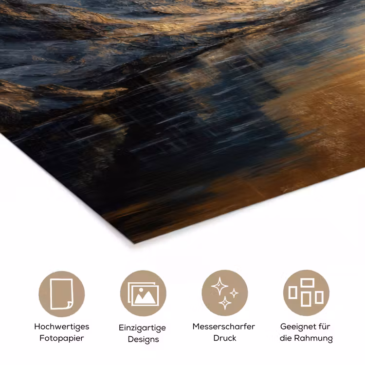 Berglandschap met Gouden Zonsondergang poster papier klein -tcloseup_DE