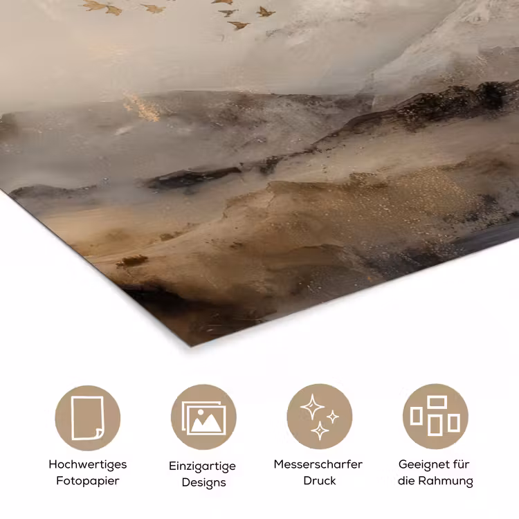 Berglandschap - Mist  - Penseelstreken poster papier klein -tcloseup_DE