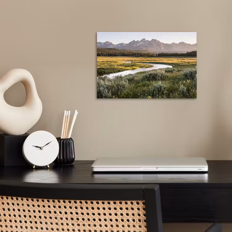 Berglandschap - Rivier - Bos poster papier klein -sfeer1