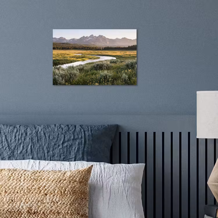 Berglandschap - Rivier - Bos poster papier klein -sfeer2