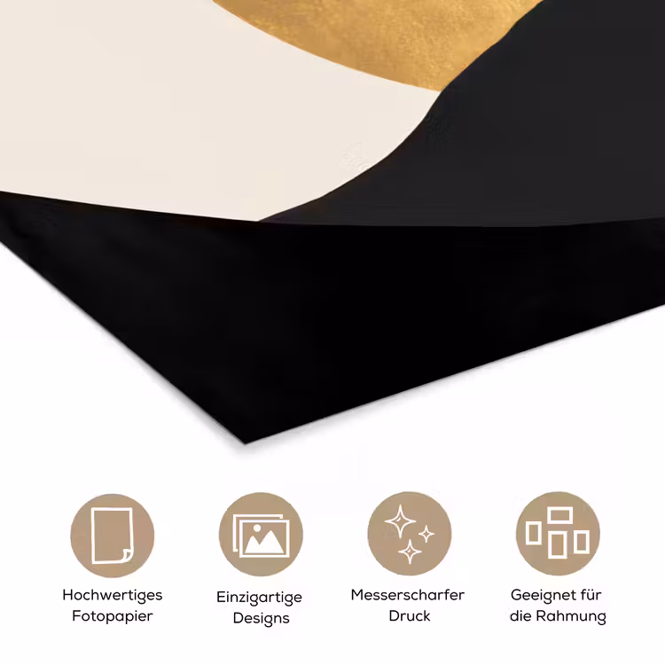 Bergsilhouetten - Gouden cirkel - Beige poster papier klein -tcloseup_DE