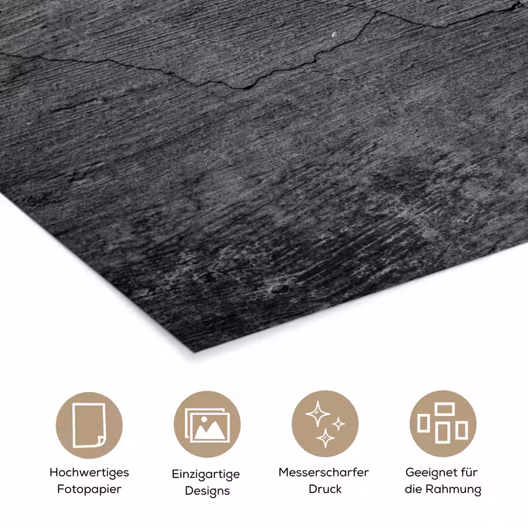 Beton - Zwart - Scheur poster papier klein -tcloseup_DE
