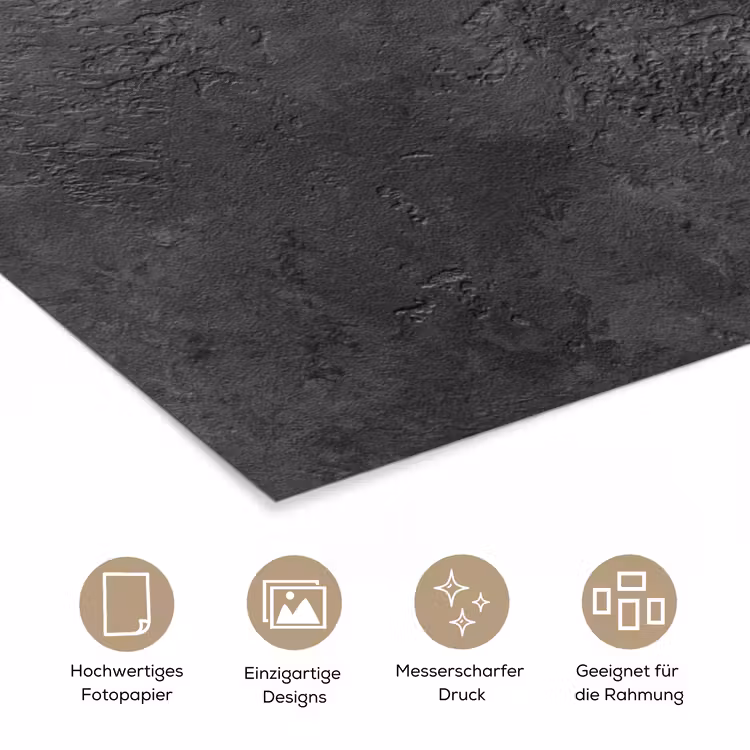 Beton - Structuur - Industrieel - Zwart - Grijs poster papier klein -tcloseup_DE