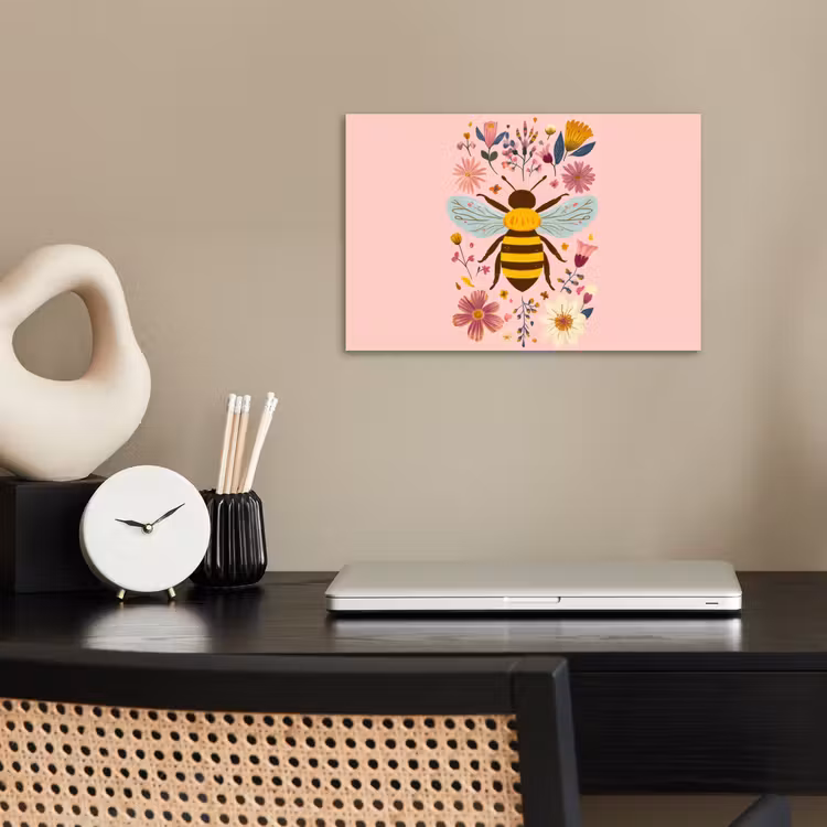 Bij - Geel - Bloemen - Kleurrijk poster papier klein -sfeer1