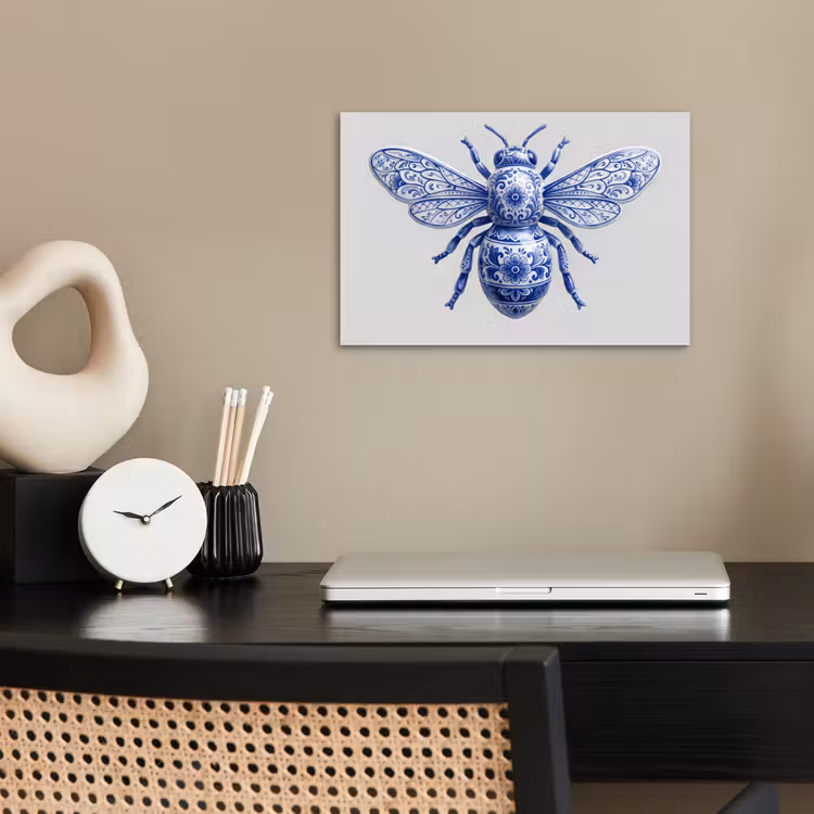 Bij - Modern - Delfts - Blauw poster papier klein -sfeer1