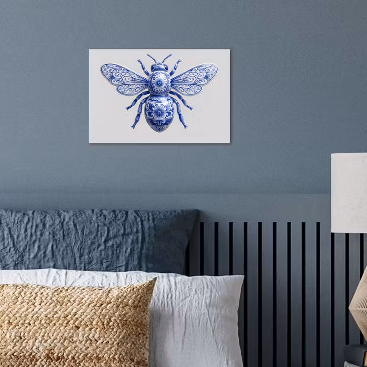 Bij - Modern - Delfts - Blauw poster papier klein -sfeer2
