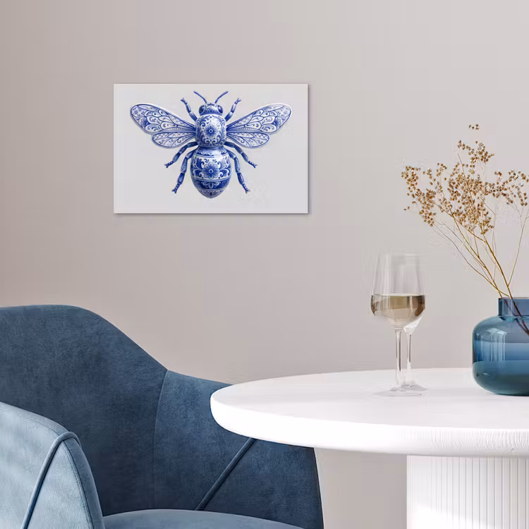 Bij - Modern - Delfts - Blauw poster papier klein -sfeer3