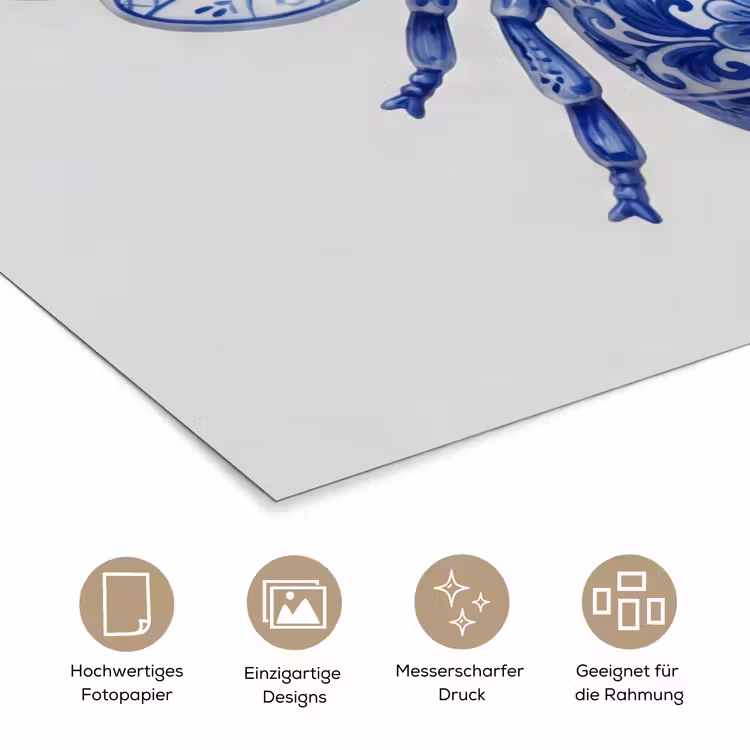 Bij - Modern - Delfts - Blauw poster papier klein -tcloseup_DE
