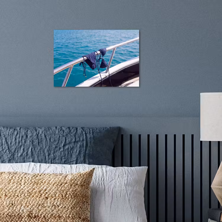 Bikini - Reling - Zee - Zomer - Blauw poster papier klein -sfeer2