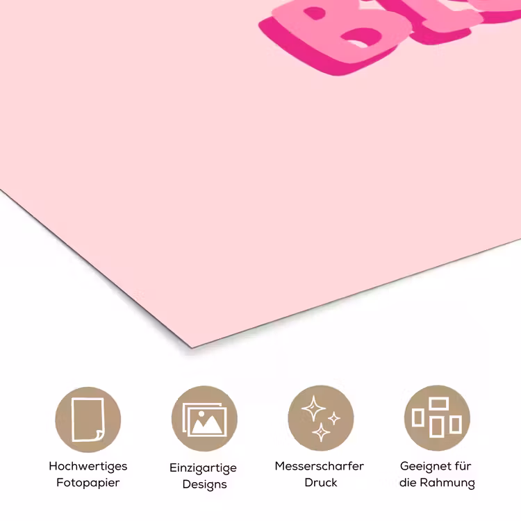 Bisou - Roze - Dikke letters poster papier klein -tcloseup_DE