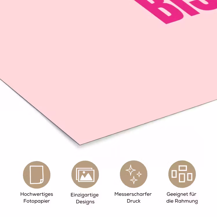 Bisou - Roze - Minimalistisch poster papier klein -tcloseup_DE