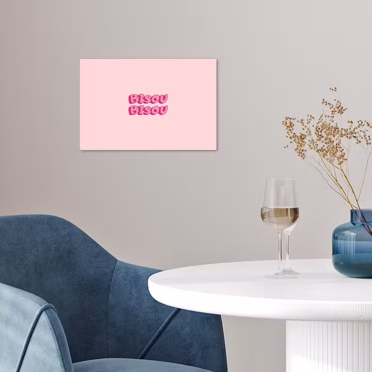 Bisou - Roze - Schaduw poster papier klein -sfeer3