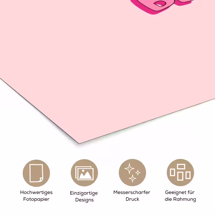 Bisou - Roze - Schaduw poster papier klein -tcloseup_DE