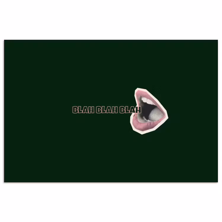 BLAH BLAH BLAH - Mond - Groen poster papier klein -3d