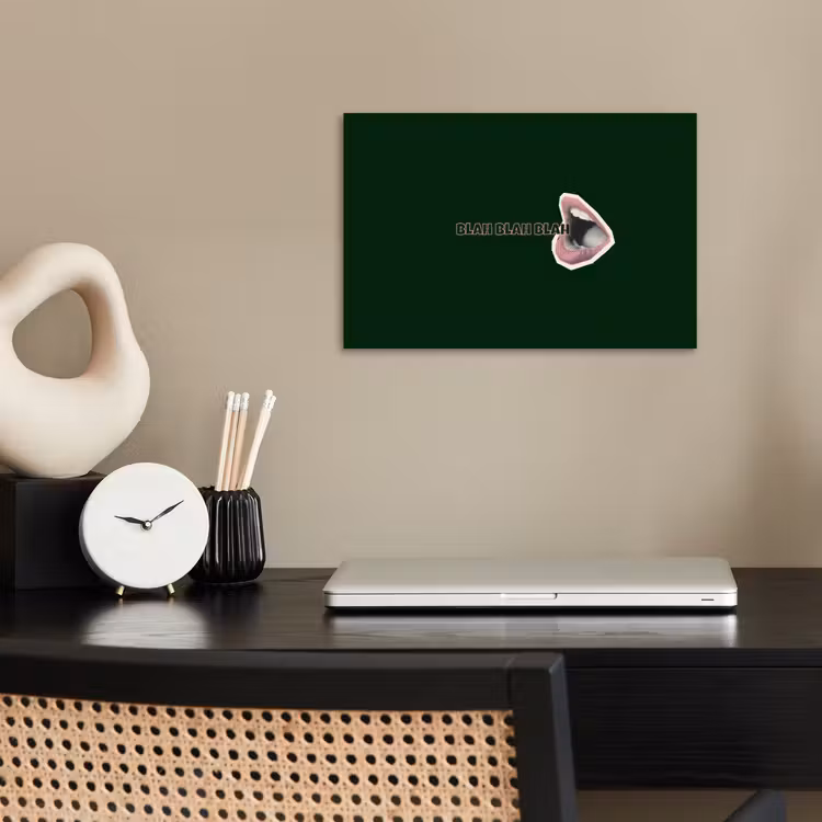 BLAH BLAH BLAH - Mond - Groen poster papier klein -sfeer1