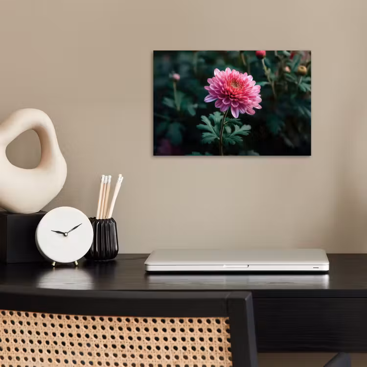 Blad - Chrysant - Roze - Schaduw poster papier klein -sfeer1
