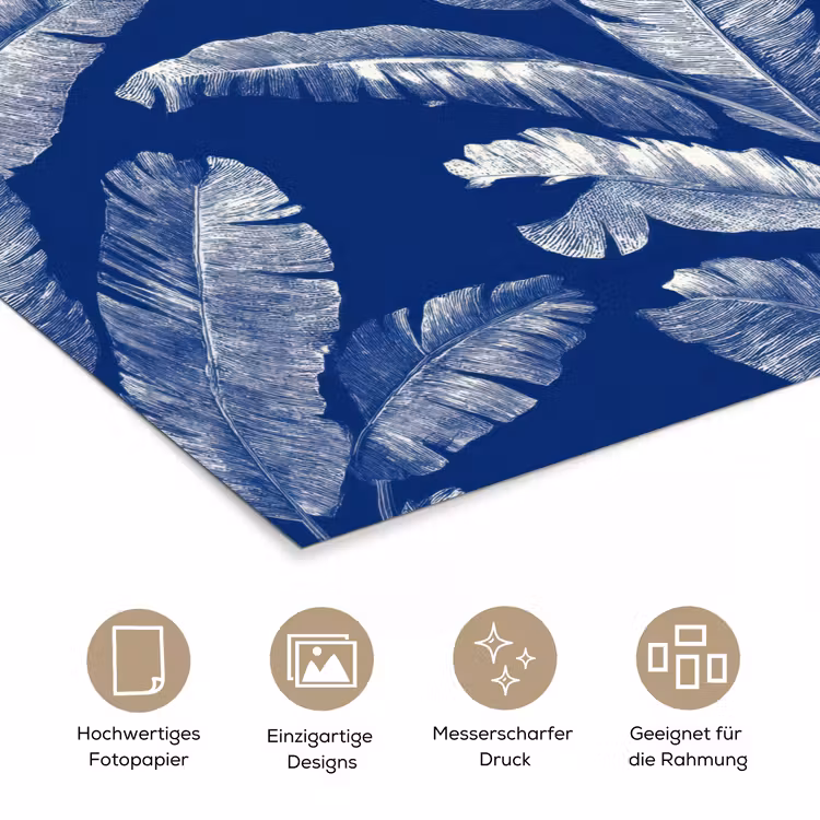 Blad - Palm - Blauw poster papier klein 62 -tcloseup_DE