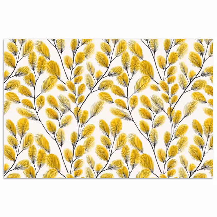 Bladeren - Botanisch - Elegant - Geel - Zwart poster papier klein 62 -3d