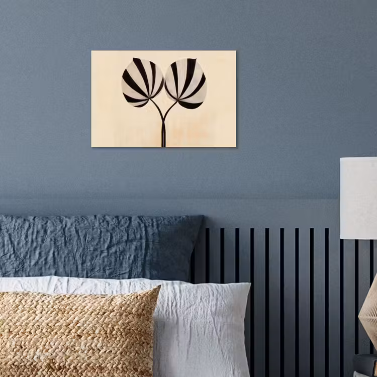 Bladeren - Gestreept - Stengel - Beige poster papier klein -sfeer2