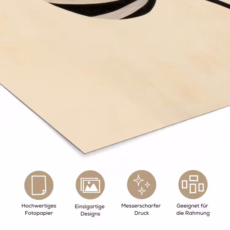 Bladeren - Gestreept - Stengel - Beige poster papier klein -tcloseup_DE