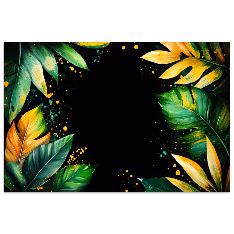 Bladeren - Groen - Geel - Verf - Jungle poster papier klein -3d