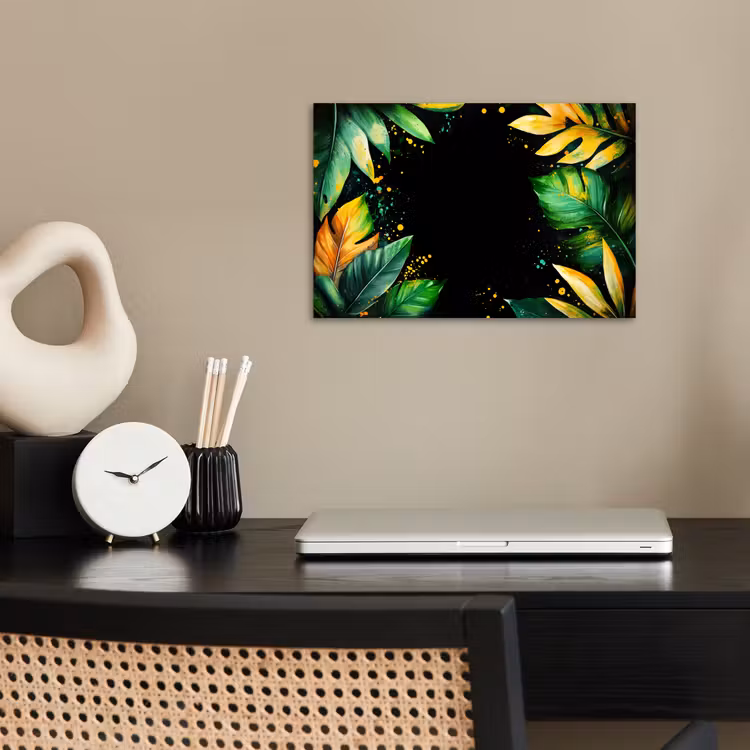Bladeren - Groen - Geel - Verf - Jungle poster papier klein -sfeer1