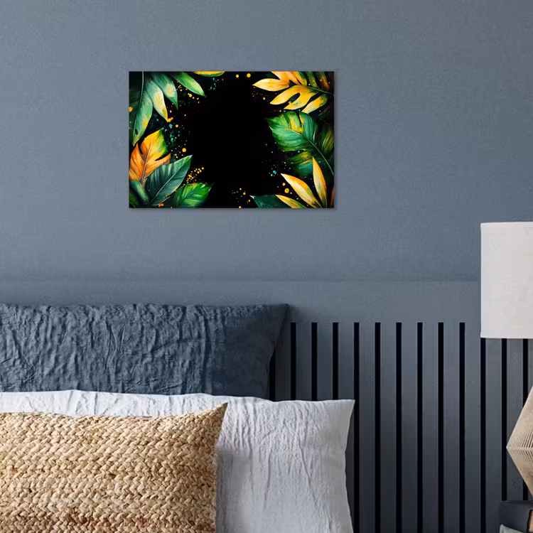 Bladeren - Groen - Geel - Verf - Jungle poster papier klein -sfeer2