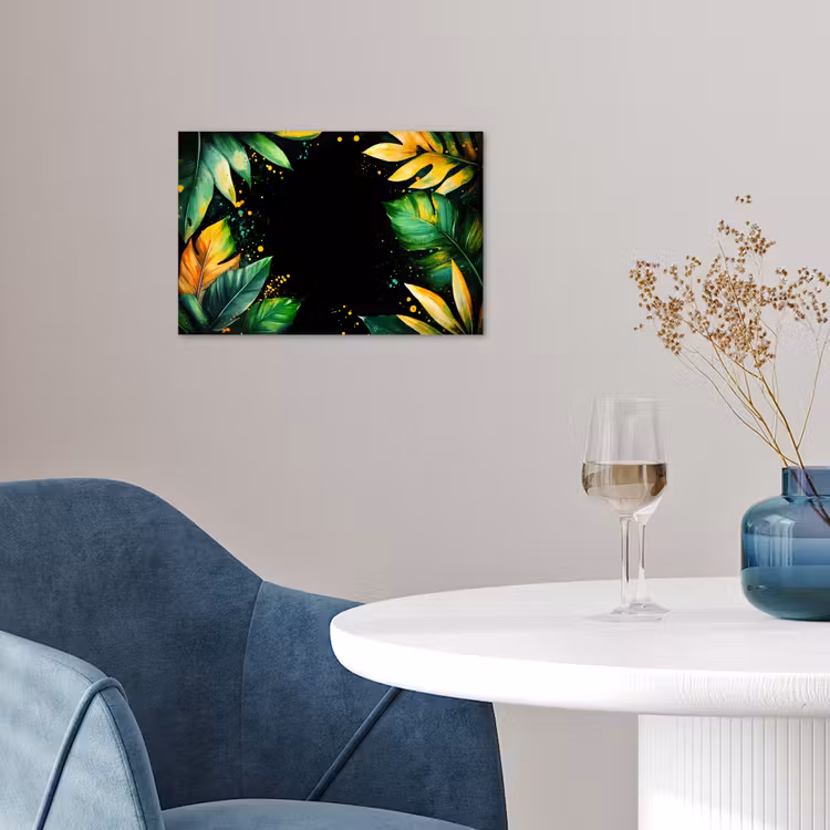 Bladeren - Groen - Geel - Verf - Jungle poster papier klein -sfeer3