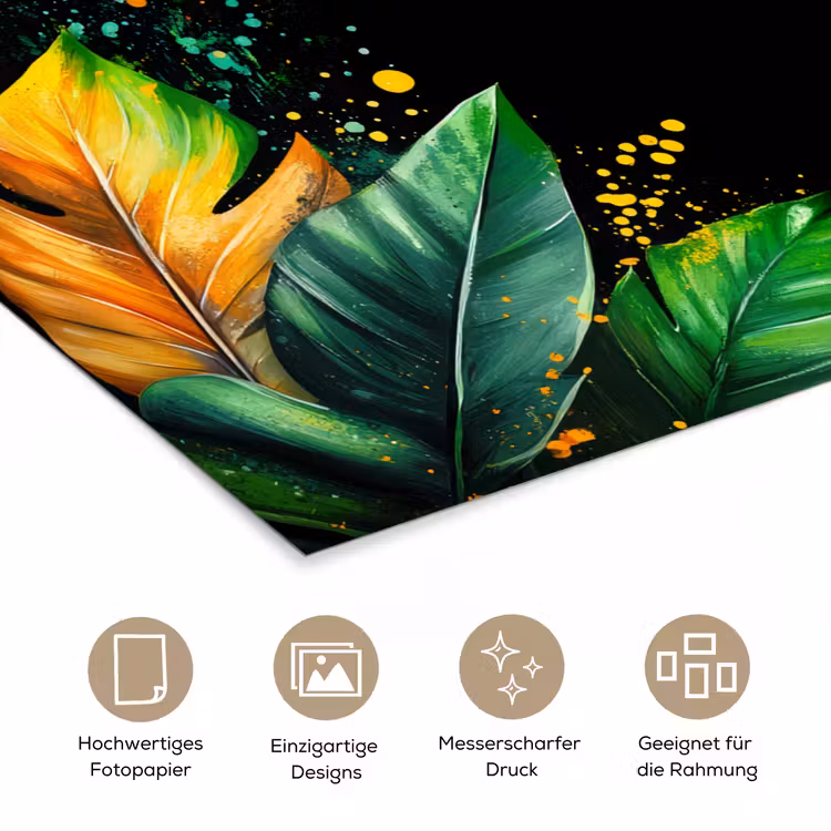 Bladeren - Groen - Geel - Verf - Jungle poster papier klein -tcloseup_DE