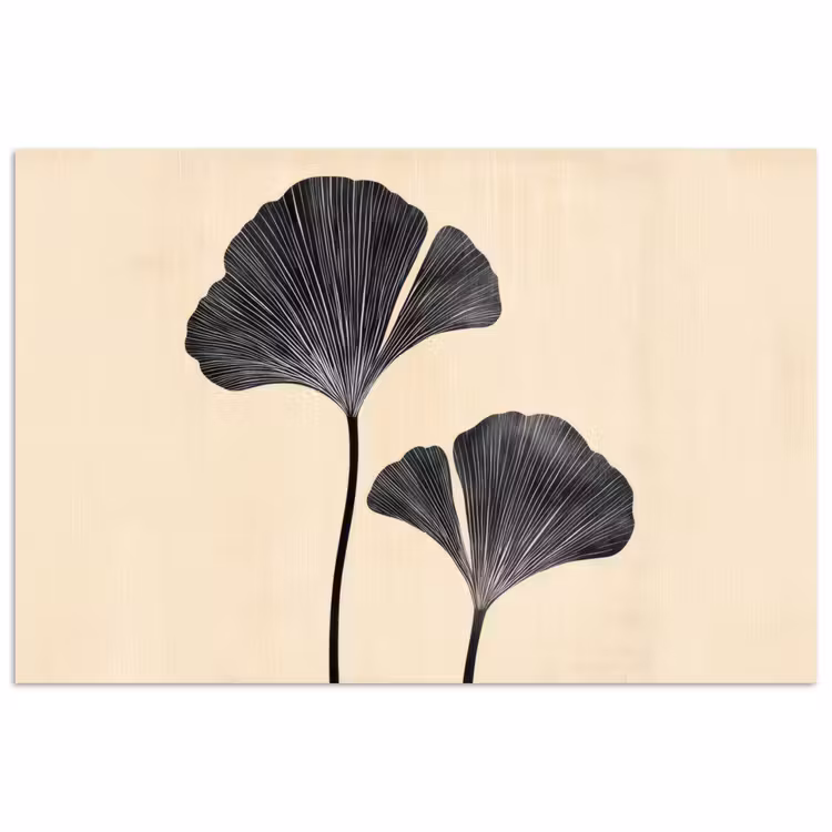 Bladeren - Minimalistisch - Zwart poster papier klein -3d