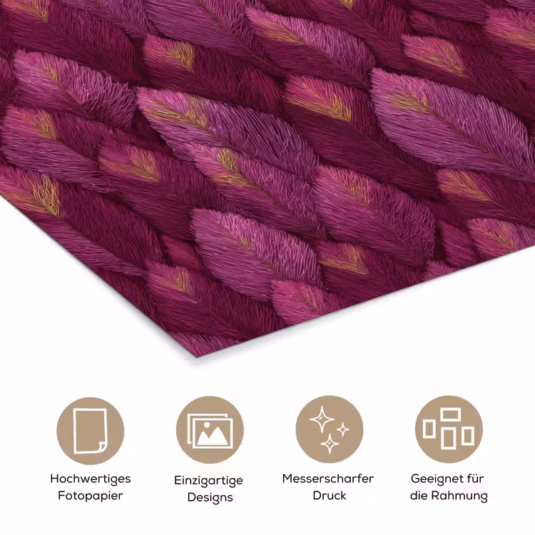 Bladeren - Patroon - Burgundy poster papier klein 62 -tcloseup_DE