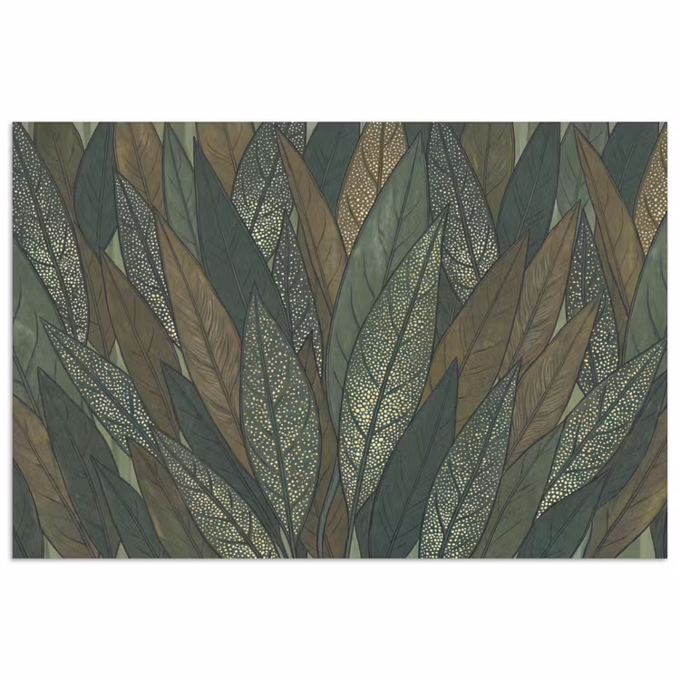 Bladeren - Patroon - Gestippeld - Natuur - Groen poster papier klein -3d